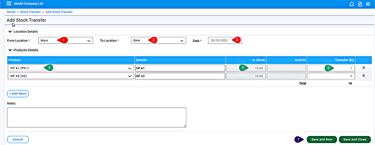 Add Stock Transfer