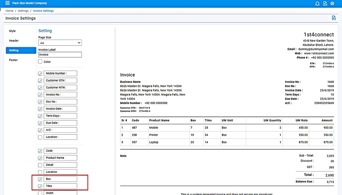 How to Print Pack Size Information