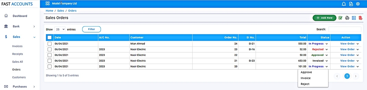 At the time of Adding a Sale Order