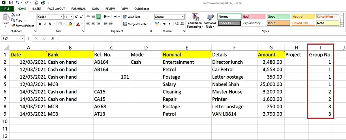 Import Bank Payments and Receipts