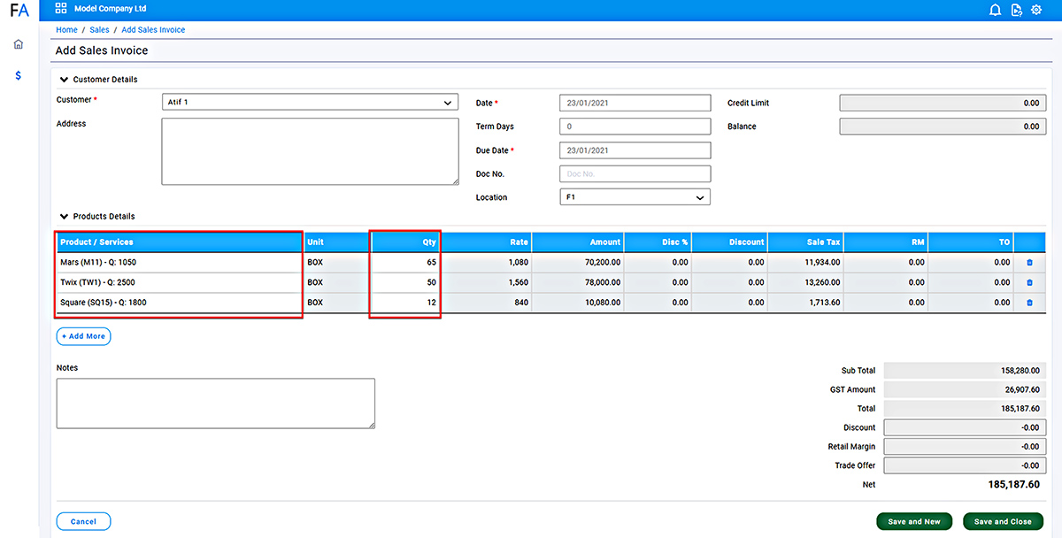 Invoice, Sale Credit and Sale Order