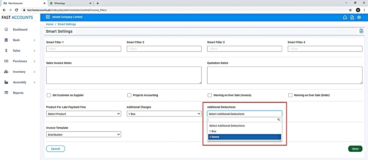 Adding Charge and Deduction boxes to the Sales Invoices
