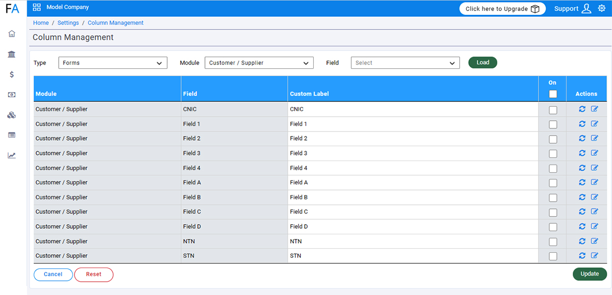 Using Column Management: