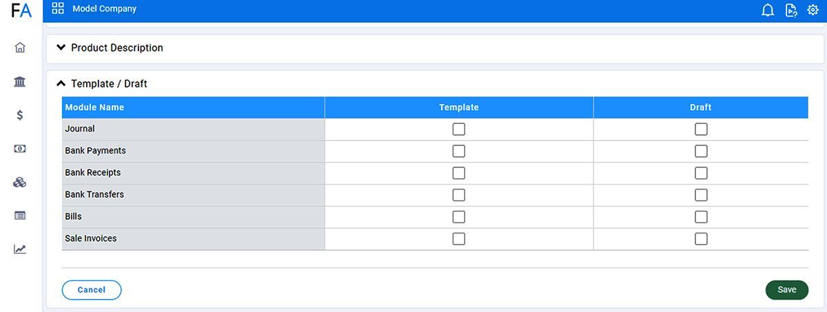 FastAccounts provides very detailed rules and rights for users